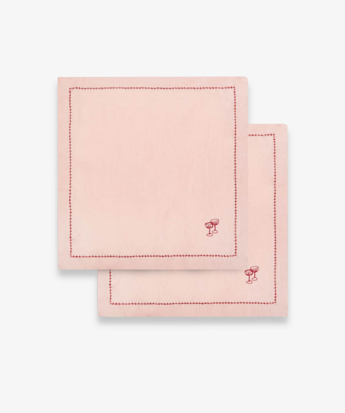 Embroidered Linen Napkins, Set of 2 - Plaster Pink