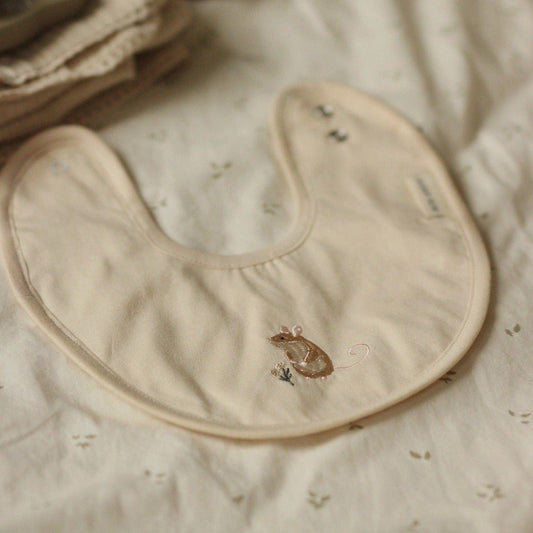Avery Row Embroidered Cotton Bib - Mouse Avery Row