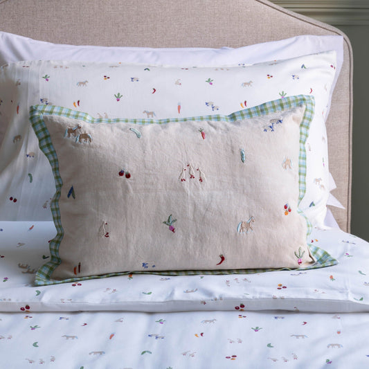 Avery Row | Embroidered Linen Scatter Cushion | Little Farm Avery Row Wholesale