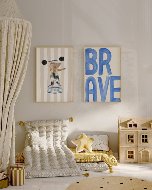 'Brave' - Word Art Print Art Print Lion & The Pear