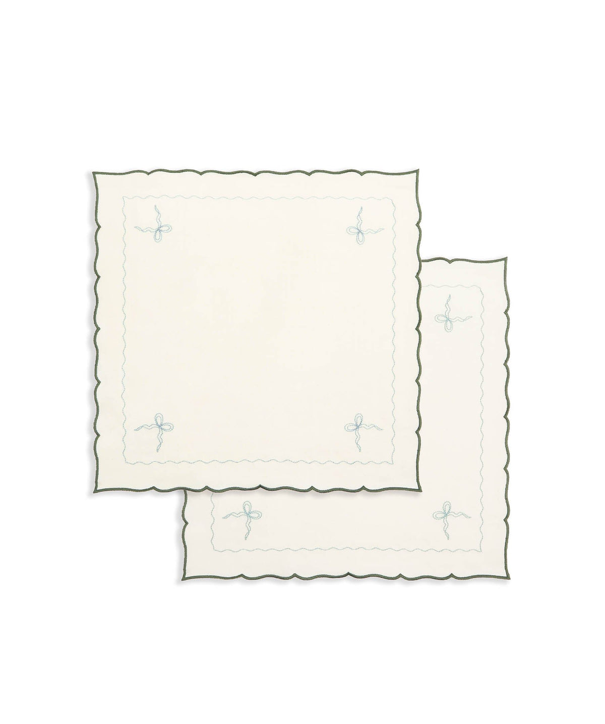 Embroidered Bow Napkins, Set of 2 - Dark Green Christmas Avery Row Wholesale