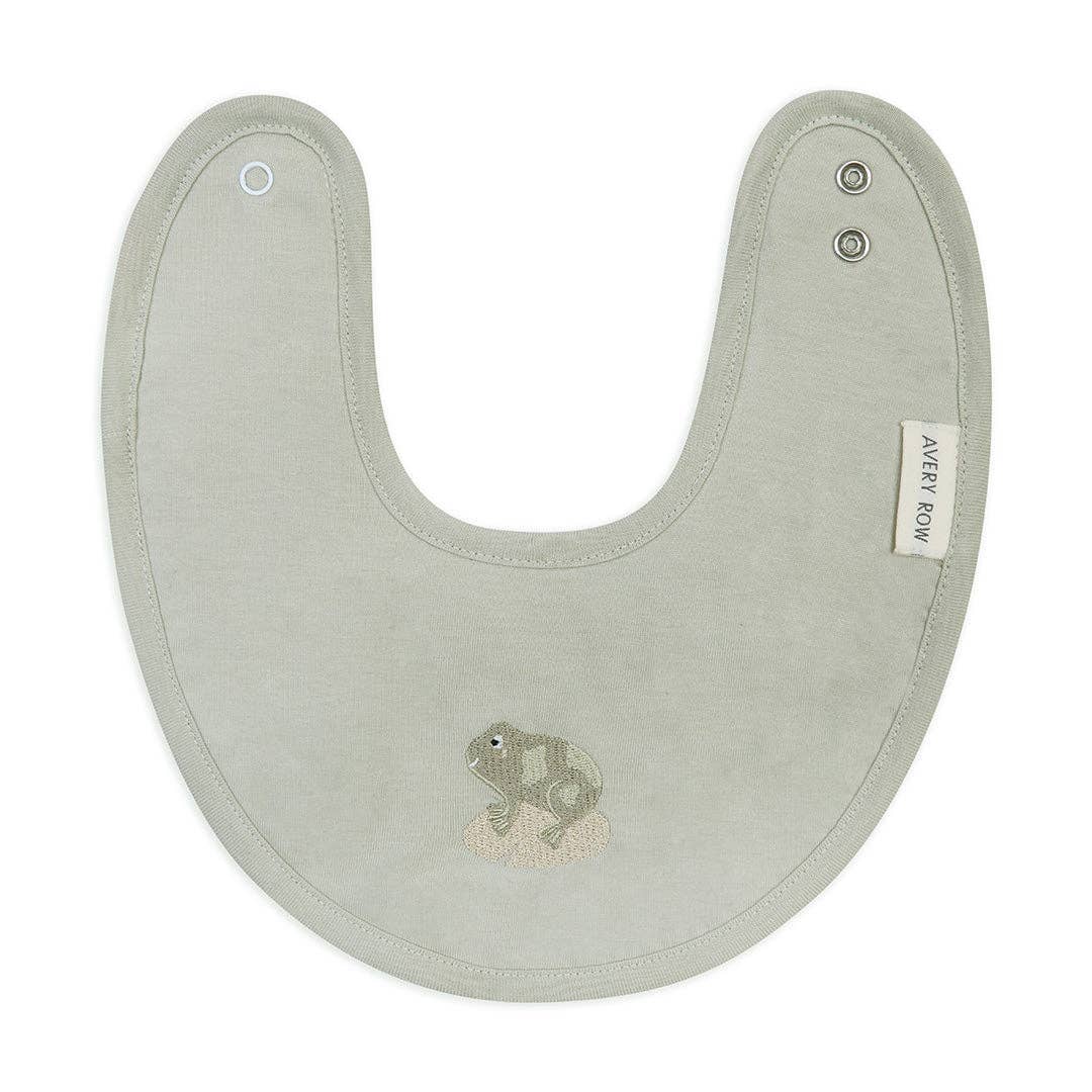Embroidered Cotton Bib - Frog Avery Row