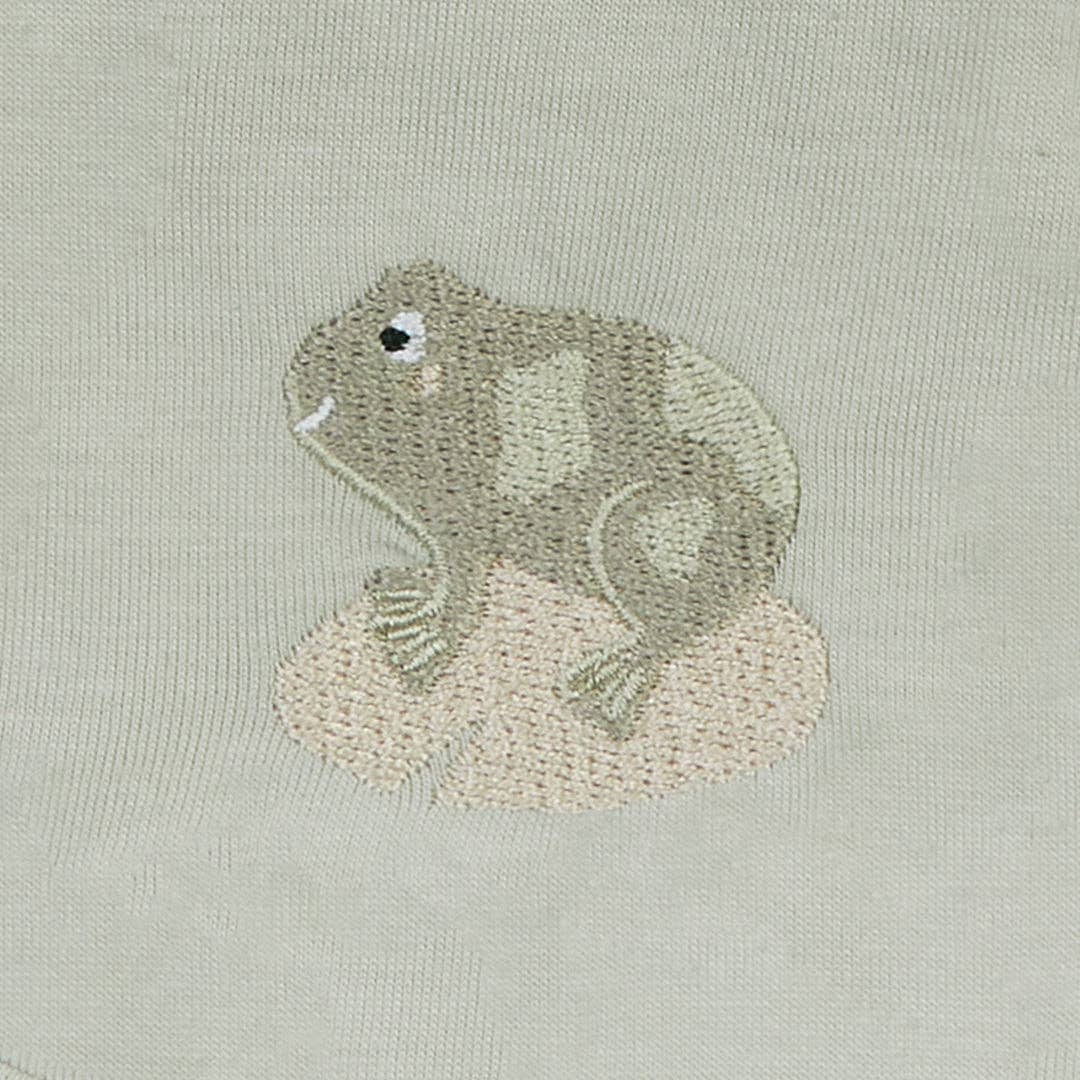 Embroidered Cotton Bib - Frog Avery Row