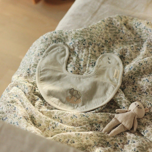 Embroidered Cotton Bib - Frog Avery Row