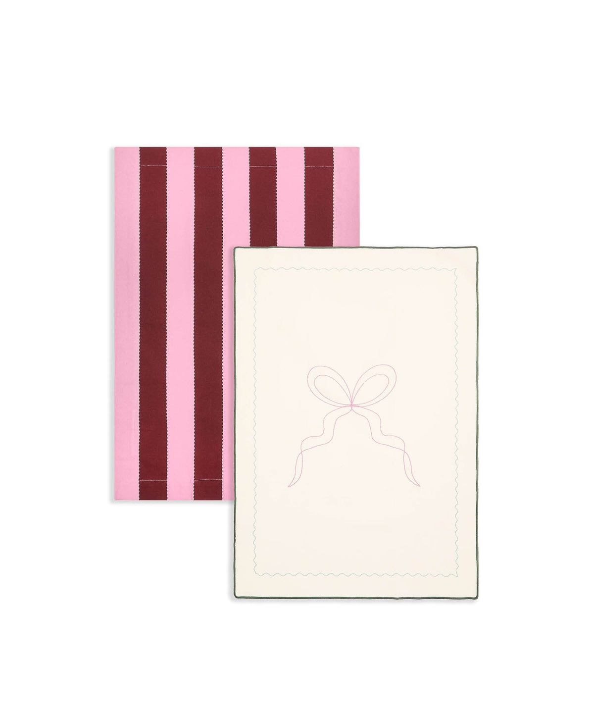 Tea Towels, Set of 2 - Bold Stripe Burgundy Christmas Avery Row Wholesale