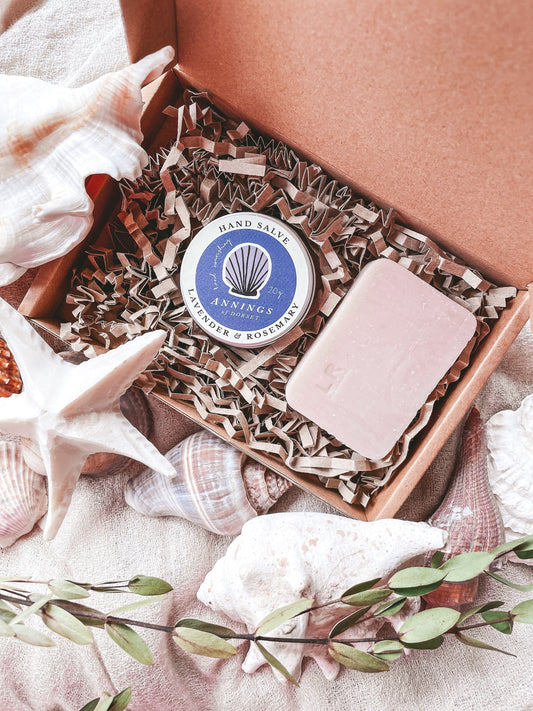 Annings of Dorset - Lavender Set, Gift Box, Soap and Salve Lavender Gift Set Annings of Dorset