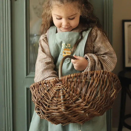 Avery Row - Kid's Embroidered Pinafore Apron - Honey Bee - Organic Cotton Childrens Apron Avery Row