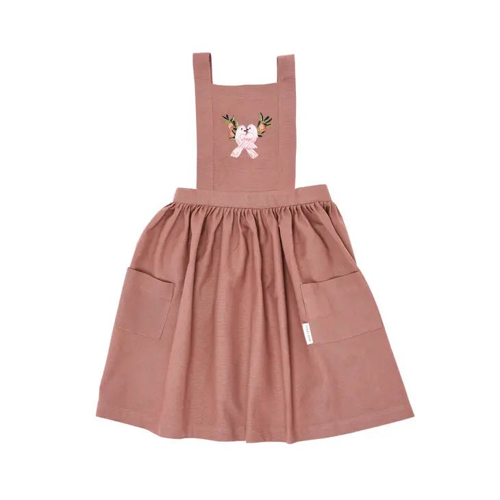 Avery Row - Kid's Embroidered Pinafore Apron - Love Birds - Organic Cotton Childrens Apron Avery Row