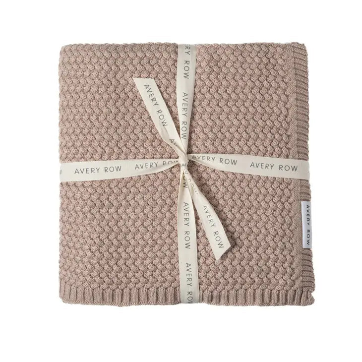 Avery Row - Plait Knit Baby Blanket - Blush Pink Baby Blanket Avery Row