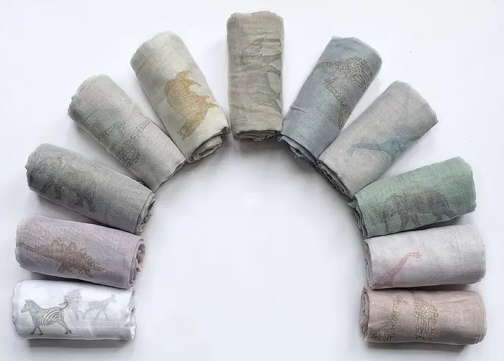 Summer Swaddle - Dippy the Diplodocus Teal Swaddle Janemade