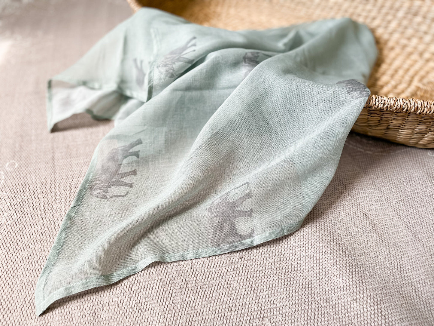 Summer Swaddle - Effie the Elephant Sage Swaddle Janemade