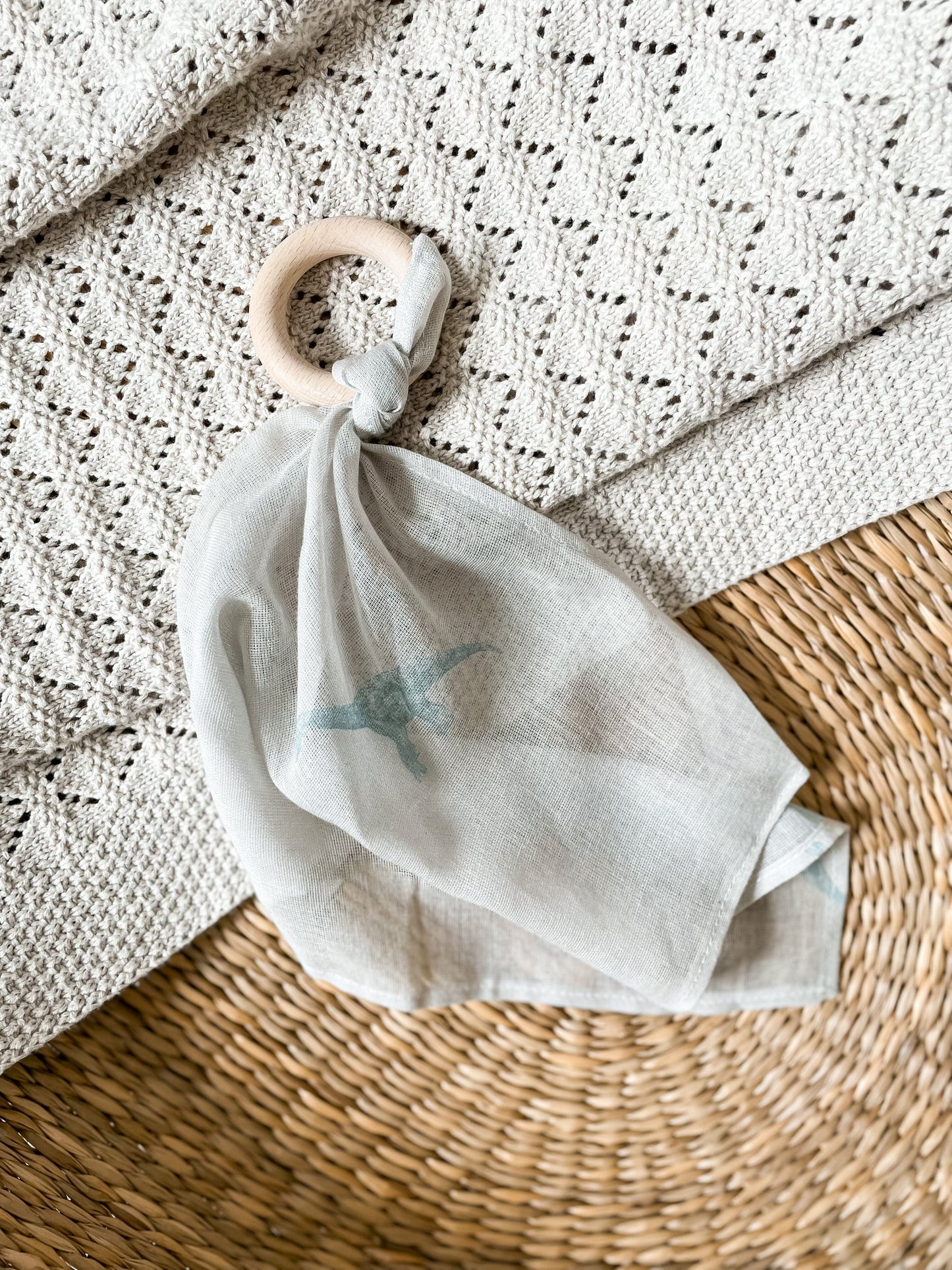 Teething Comforters - Dippy the Diplodocus Teal Teether Janemade