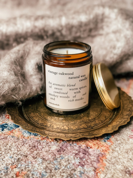 The Kindred Folk - Vintage Oakwood Candle Candles The Kindred Folk