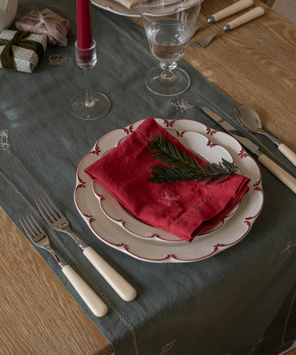 Embroidered Linen Napkins, Set of 2 - Berry