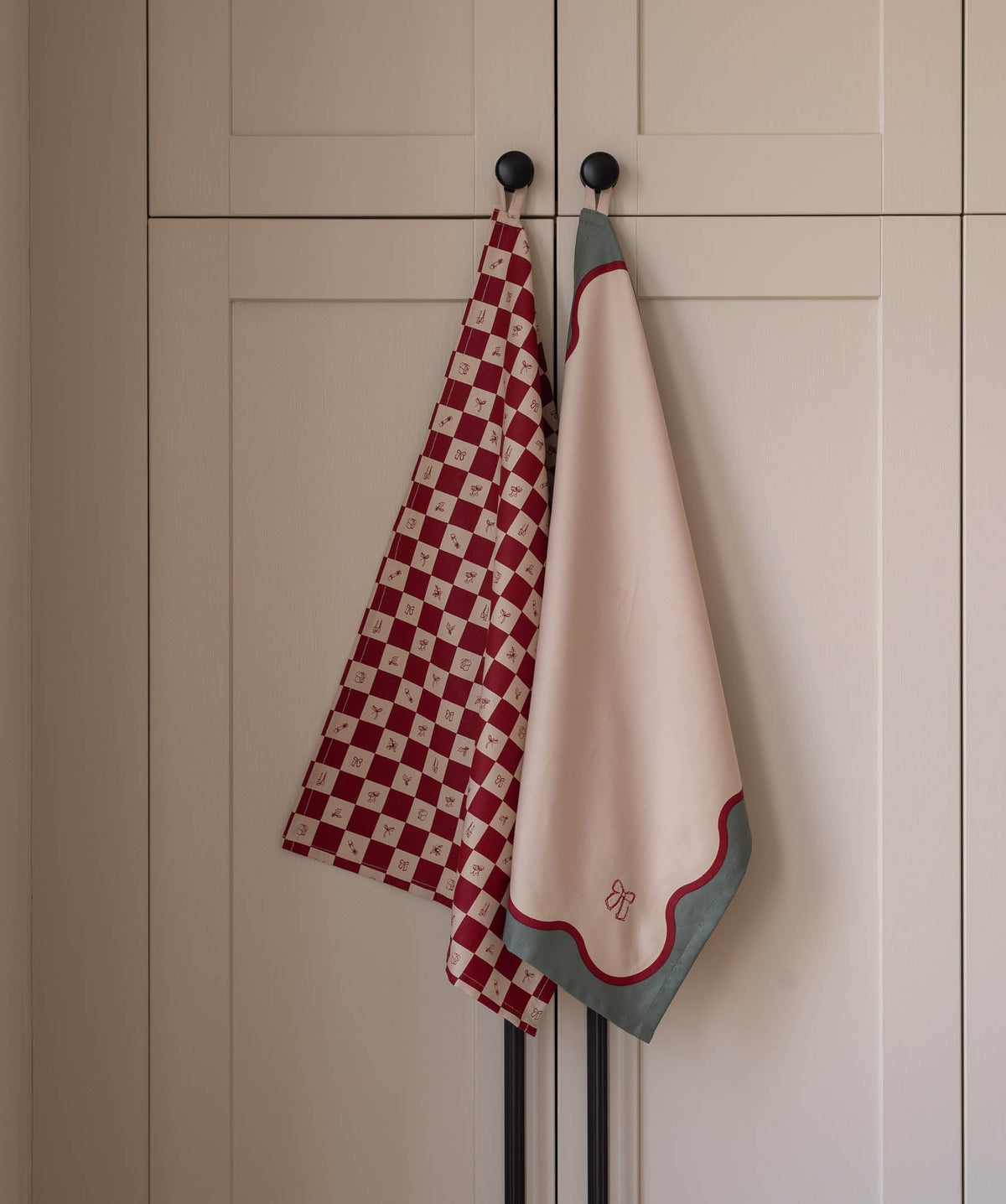Tea Towels, Set of 2 - Christmas Checkerboard