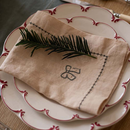 Embroidered Linen Napkins, Set of 4 - Natural