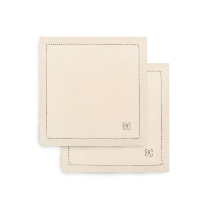 Embroidered Linen Napkins, Set of 2 - Natural