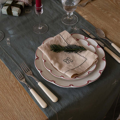Embroidered Linen Napkins, Set of 2 - Natural