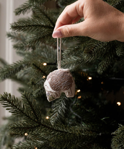 Embroidered Tree Decorations, Set of 5 - Wintry Woodlands