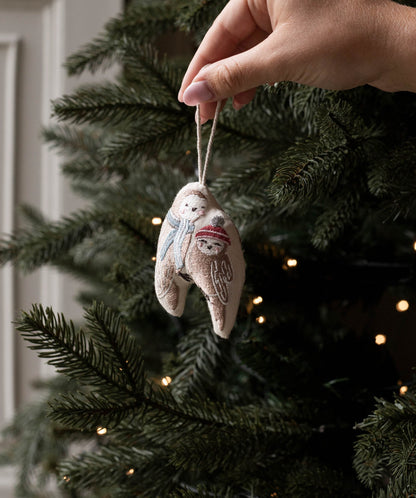 Embroidered Tree Decorations, Set of 5 - Wintry Woodlands