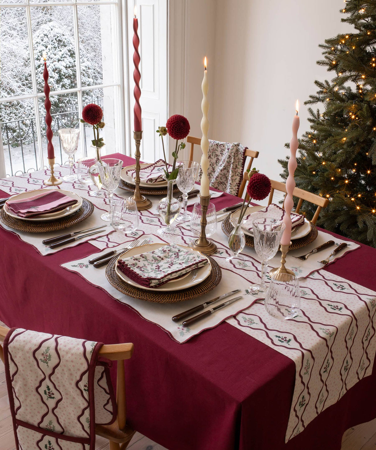 Avery Row | Cotton Place Mats | Set of 2 | Berry Ribbons Christmas Avery Row Wholesale 