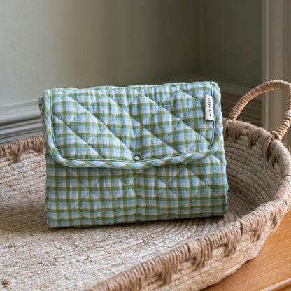 Avery Row | Cotton Travel Baby Changing Mat | Greenhouse Gingham Changing Bags & Travel Changing Mats Avery Row Wholesale 