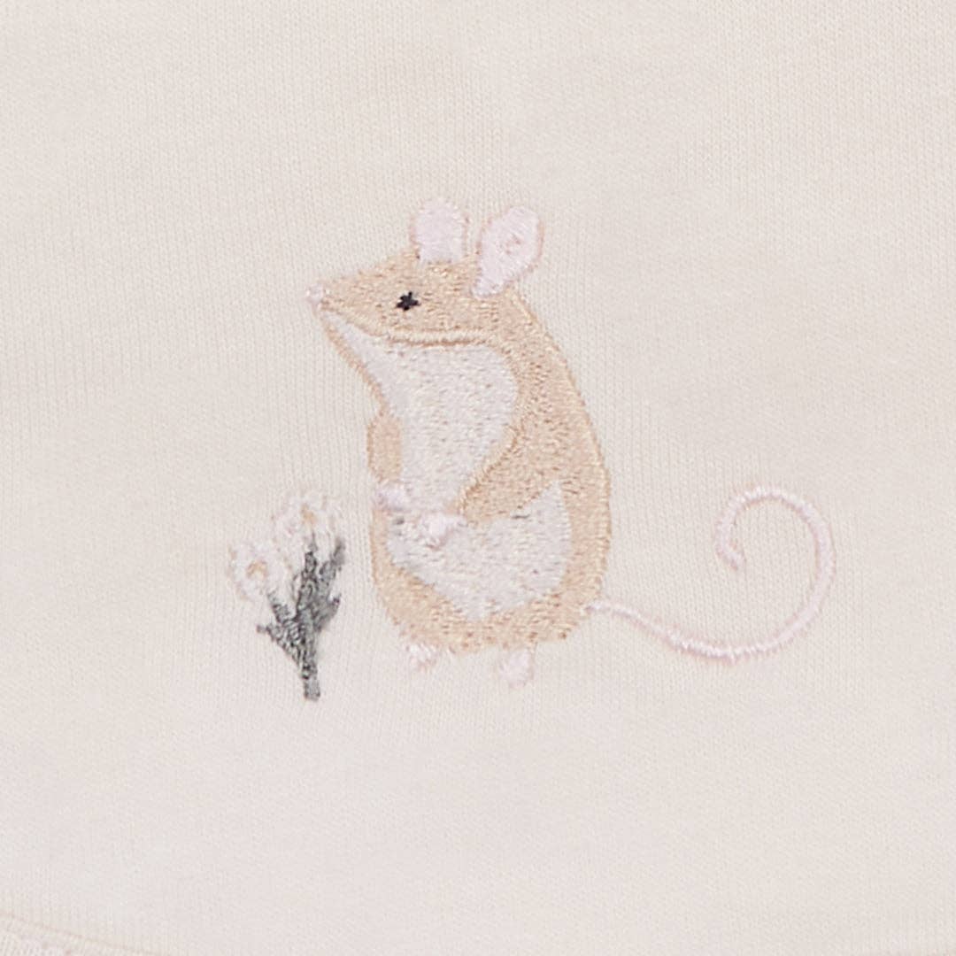 Avery Row Embroidered Cotton Bib - Mouse Avery Row 