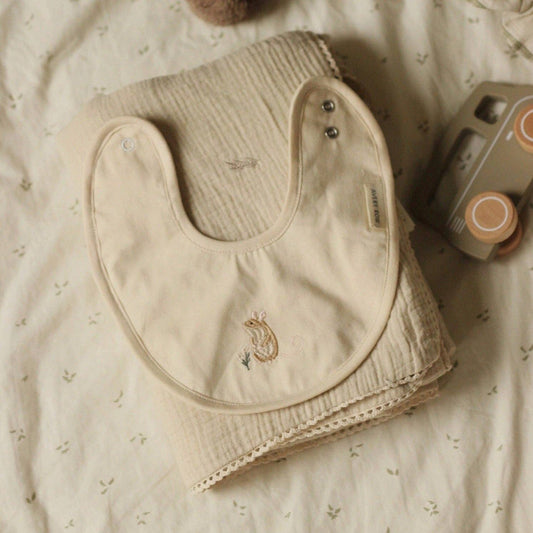 Avery Row Embroidered Cotton Bib - Mouse Avery Row 