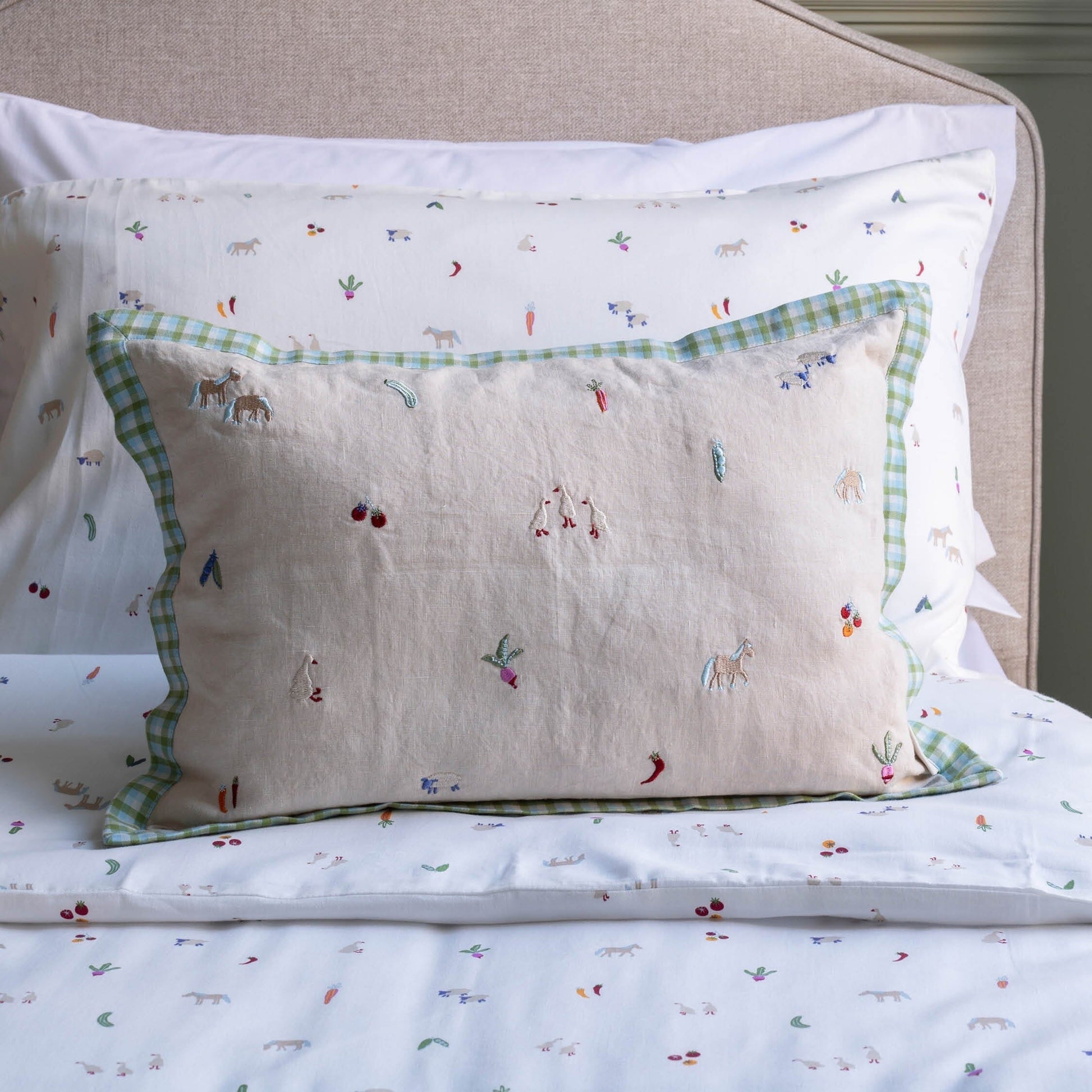 Avery Row | Embroidered Linen Scatter Cushion | Little Farm Avery Row Wholesale 