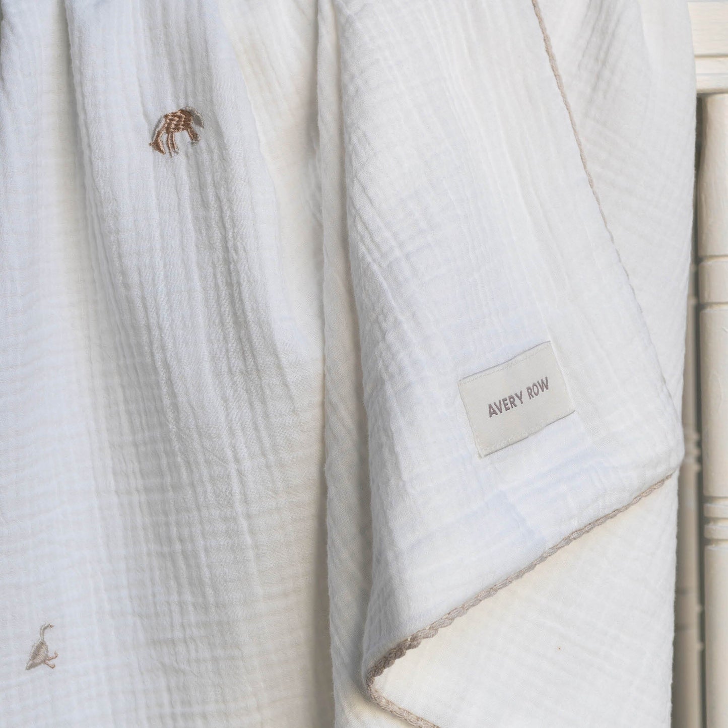 Avery Row | Embroidered Muslin Blanket | Little Farm Blankets Avery Row Wholesale 