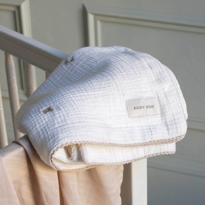 Avery Row | Embroidered Muslin Blanket | Little Farm Blankets Avery Row Wholesale 