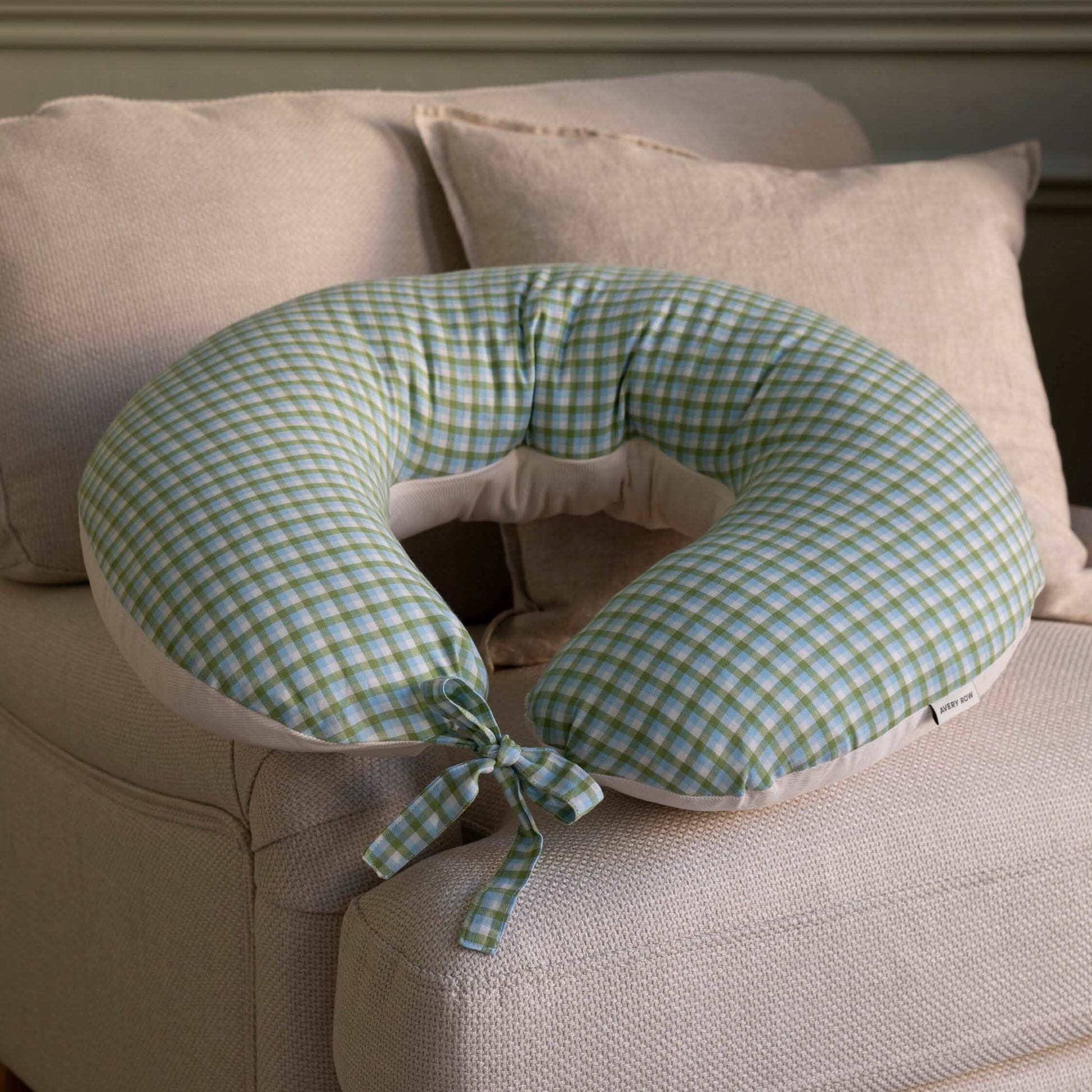 Avery Row | Nursing Pillow Cover | Greenhouse Gingham Parent Accessories Avery Row Wholesale 
