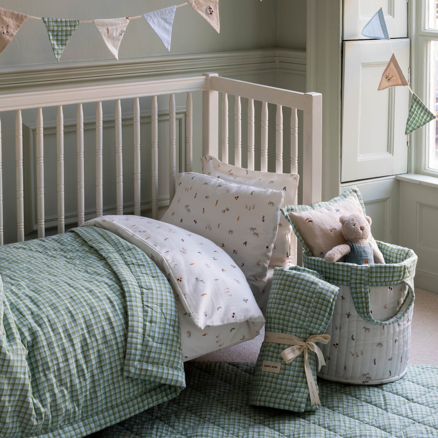 Avery Row | Quilted Cotbed Bedspread | Greenhouse Gingham Bedding Avery Row Wholesale 