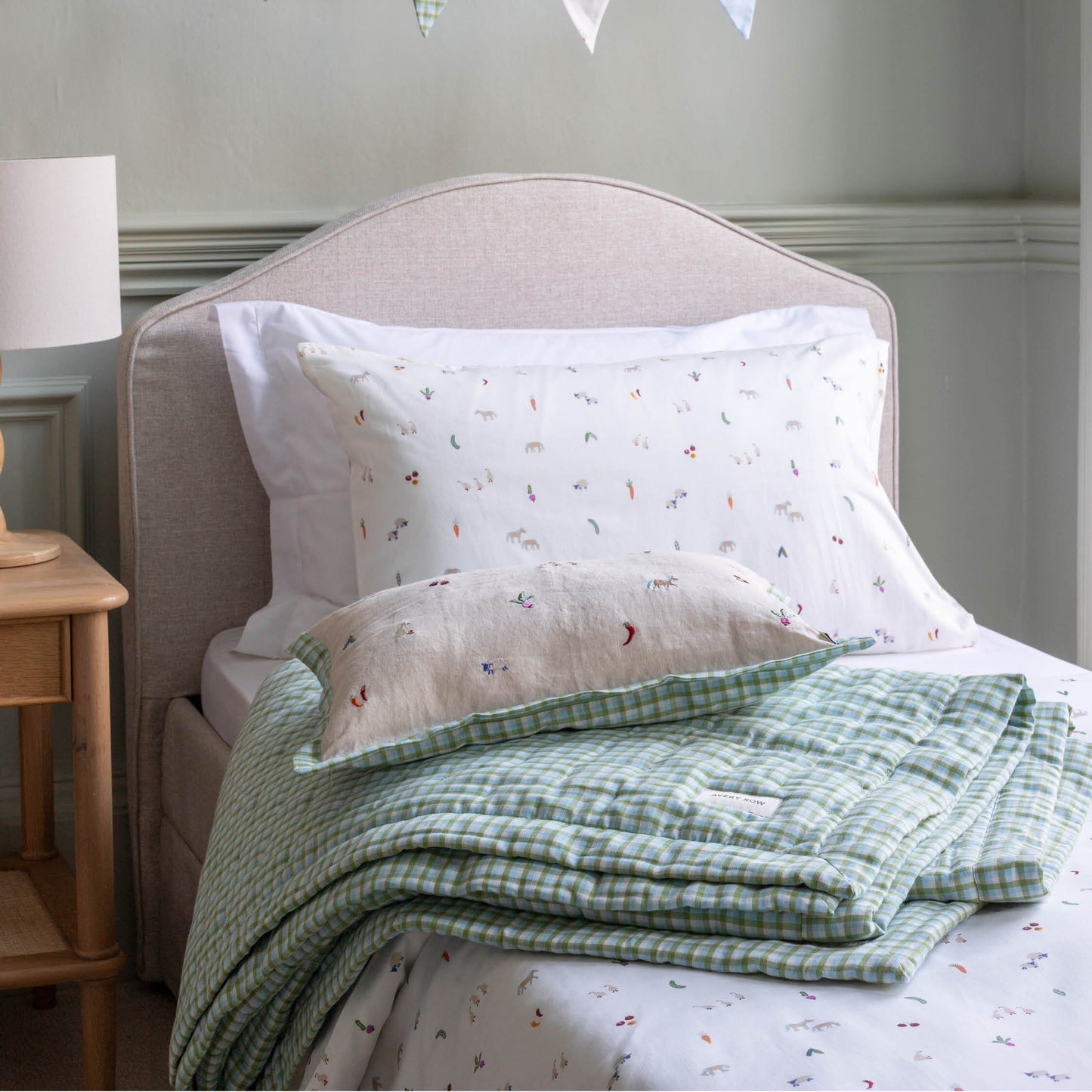 Avery Row | Quilted Single Bedspread | Greenhouse Gingham Bedding Avery Row Wholesale 