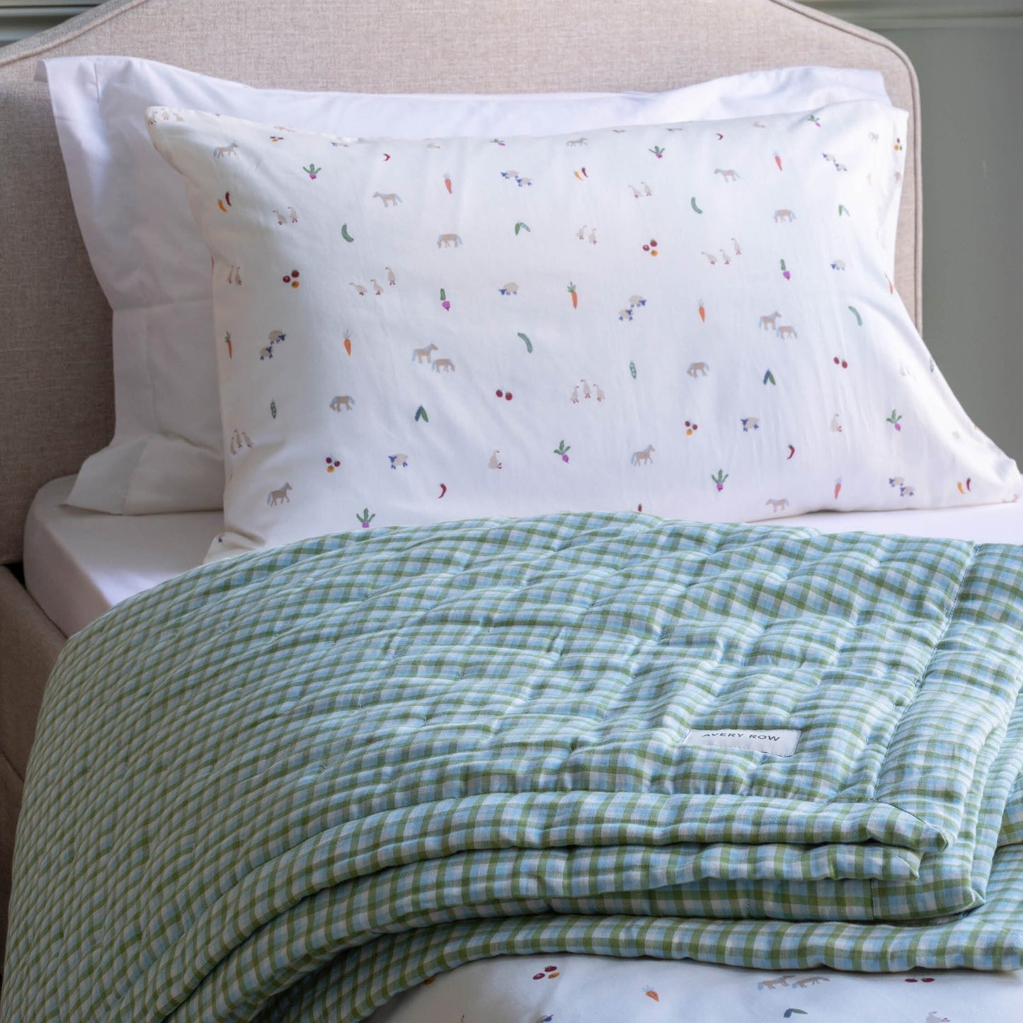 Avery Row | Quilted Single Bedspread | Greenhouse Gingham Bedding Avery Row Wholesale 