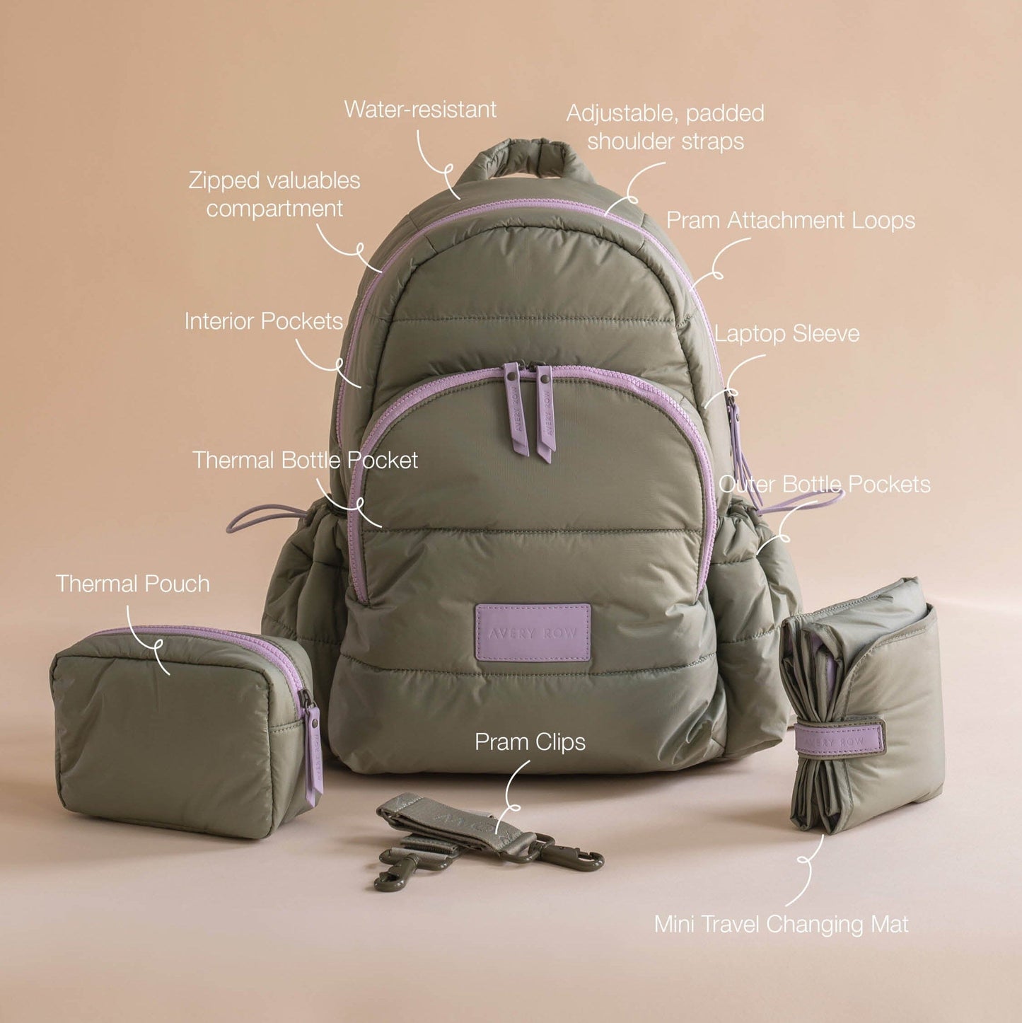 Baby Changing Backpack - Olive Changing Bags & Travel Changing Mats Avery Row Wholesale 