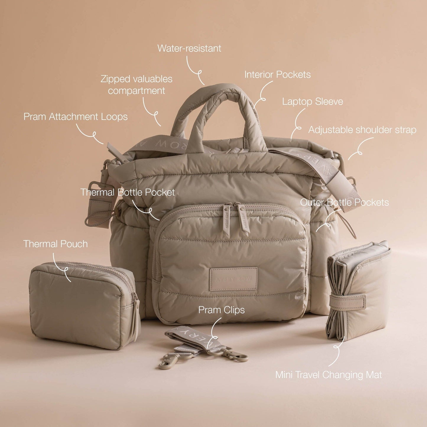 Baby Changing Tote Bag - Oyster Changing Bags & Travel Changing Mats Avery Row Wholesale 