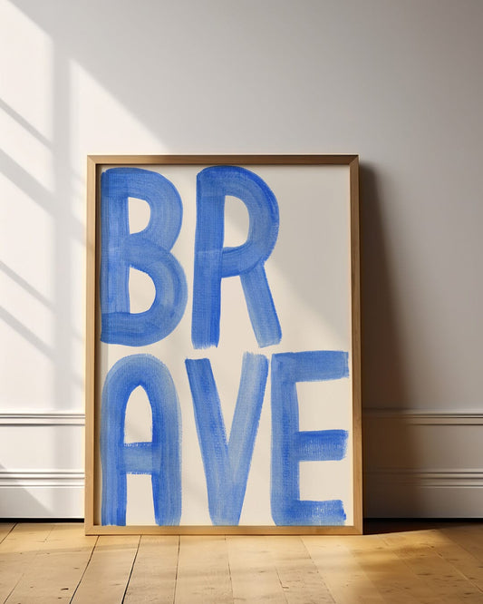 'Brave' - Word Art Print Art Print Lion & The Pear 