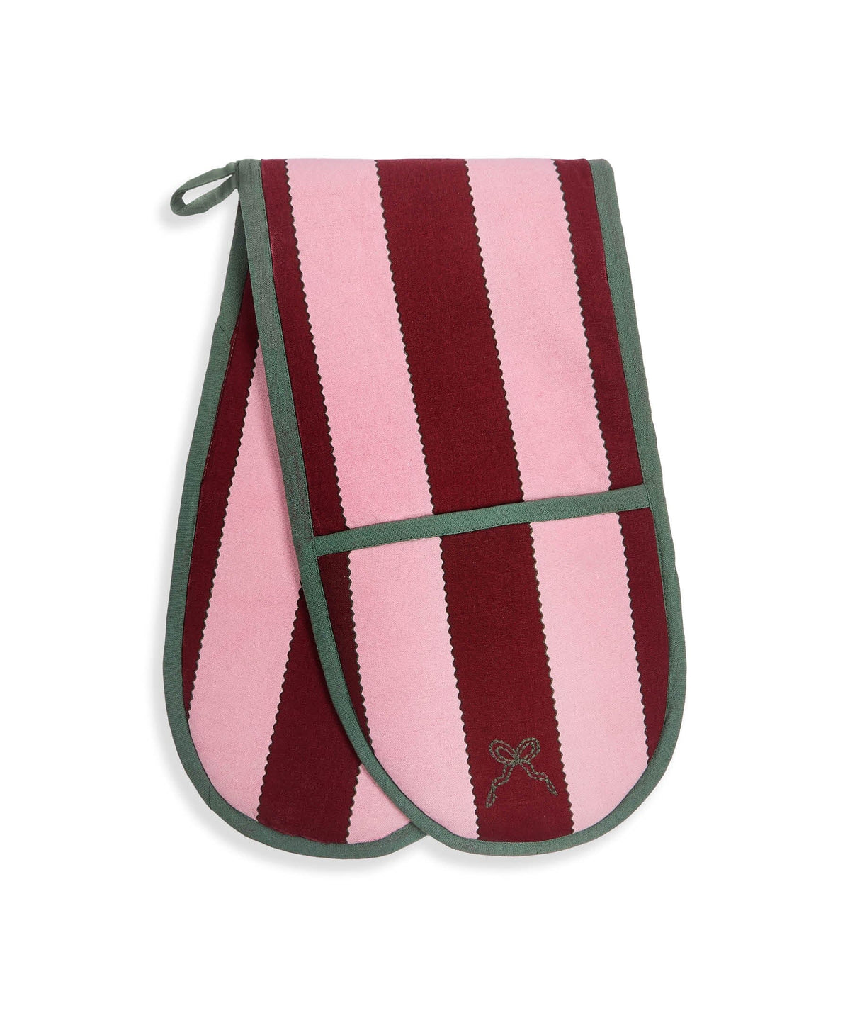Double Oven Glove - Bold Stripe Burgundy Christmas Avery Row Wholesale 