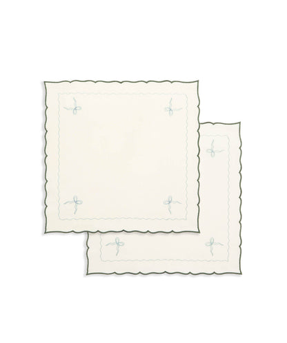 Embroidered Bow Napkins, Set of 2 - Dark Green Christmas Avery Row Wholesale 
