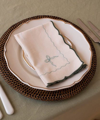 Embroidered Bow Napkins, Set of 2 - Dark Green Christmas Avery Row Wholesale 