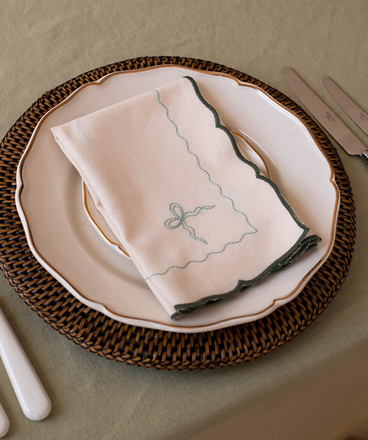 Embroidered Bow Napkins, Set of 2 - Dark Green Christmas Avery Row Wholesale 
