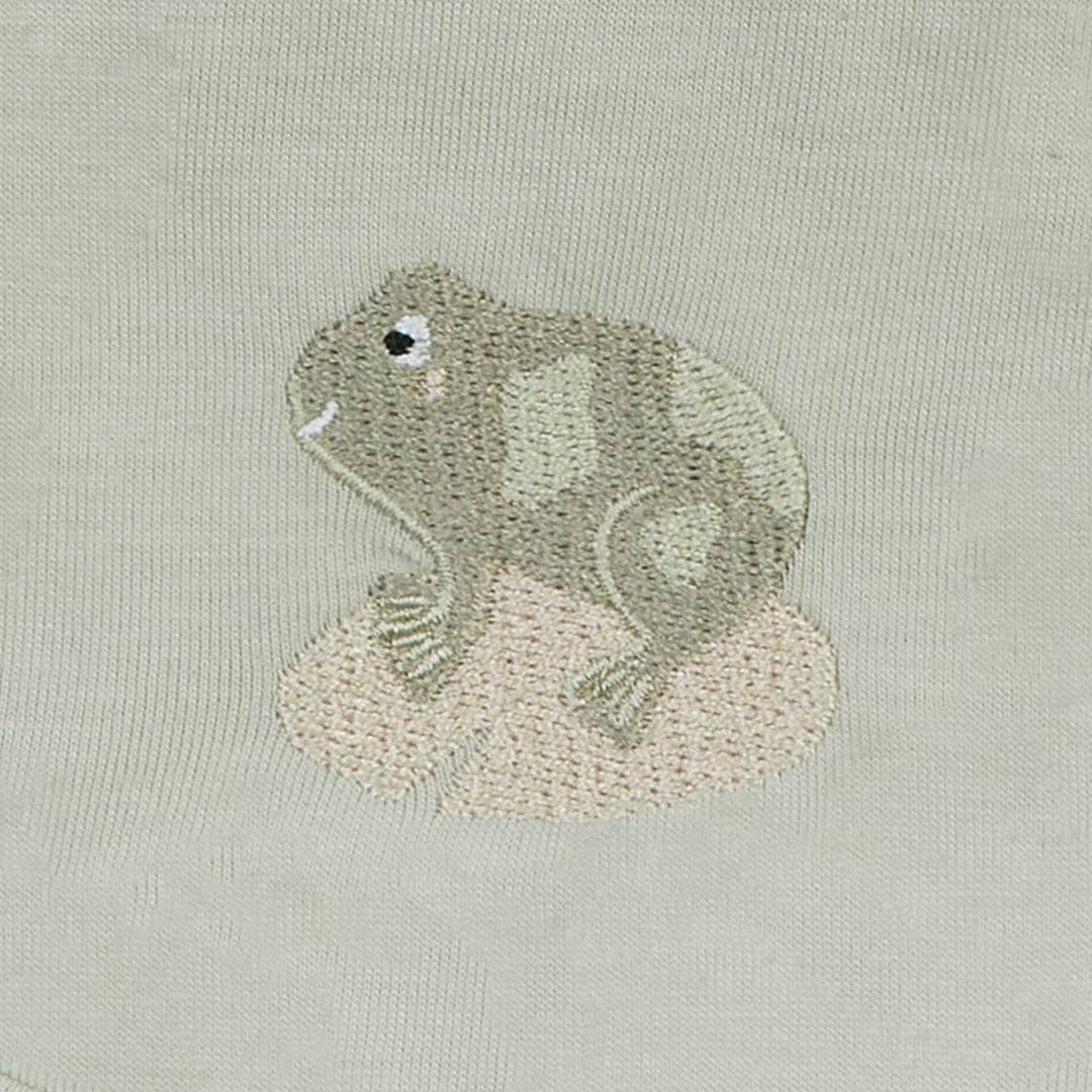 Embroidered Cotton Bib - Frog Avery Row 