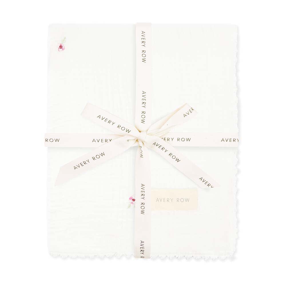 Embroidered Muslin Blanket - Anemone Blankets Avery Row Wholesale 