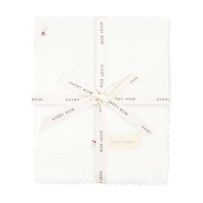 Embroidered Muslin Blanket - Anemone Blankets Avery Row Wholesale 