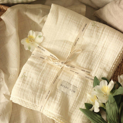 Embroidered Muslin blanket - Wild Chamomile Blankets Avery Row Wholesale 