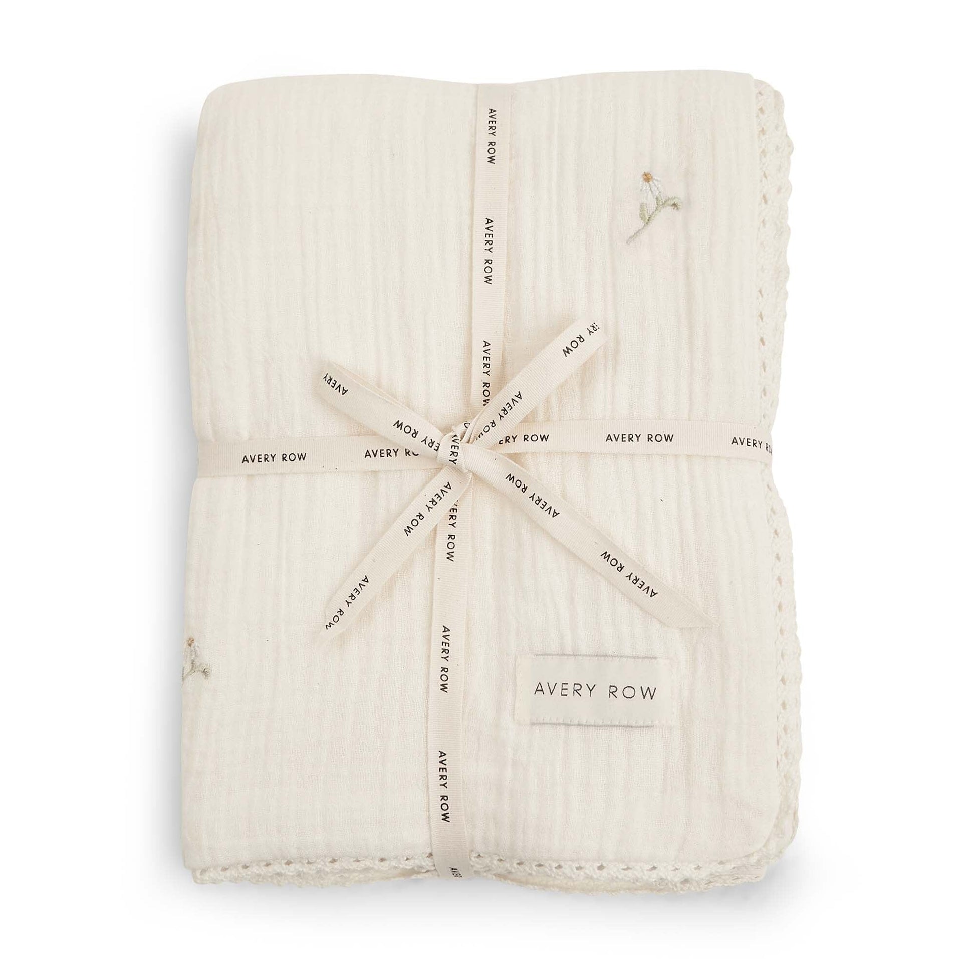 Embroidered Muslin blanket - Wild Chamomile Blankets Avery Row Wholesale 