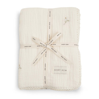 Embroidered Muslin blanket - Wild Chamomile Blankets Avery Row Wholesale 