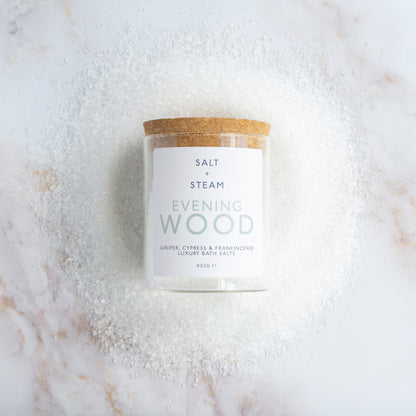 EVENING WOOD Bath Salts Salt + Steam Jar 
