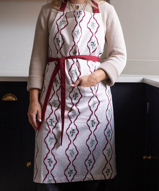 Kitchen Apron - Berry Ribbons Christmas Avery Row Wholesale 